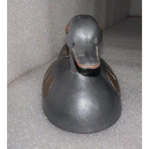Duck Cast Metal  With Brass Wings Tail Eyes Figurine, 4.5 ” x 2.5” x 3” VTG - Picture 3 of 6